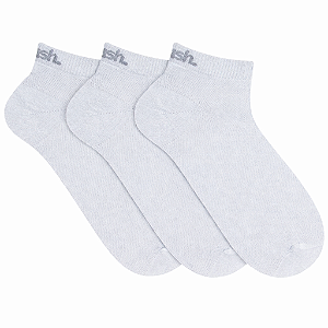 Kit C/3 Pares Meias Sapatilha Unissex Branca Mash 205.02