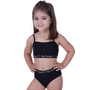 Conjunto Liso Infantil Em Algodão Preto REF 020