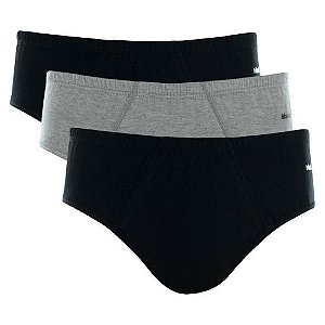 Kit C/3 Cuecas Slip Em Algodão Com Elástico Embutido Mash 110.04