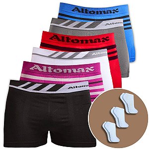 Kit De 1 Cueca Altomax Lisa e 1 Brinde De Par De Meia Soquete Branca - CORES VARIADAS