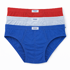 Cueca Slip Kit C/3 em Algodão Elástico Embutido Nawes N02