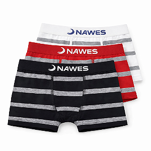 Cueca Boxer Infantil Kit C/3 em Algodão Estampada Nawes N20