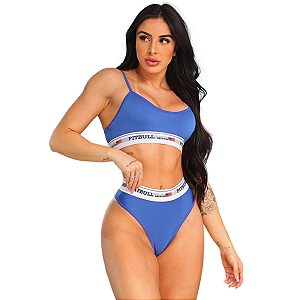 Conjunto Top e Calcinha Sem Bojo Em Microfibra