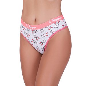 Kit com 2 Calcinhas Tanga Cós Largo Algodão Pepper Estampas Variadas 010