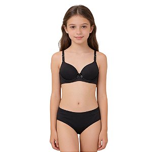 Conjunto Juvenil Sutiã c/ Bojo Calcinha Cores Básicas Microfibra Menina Moça