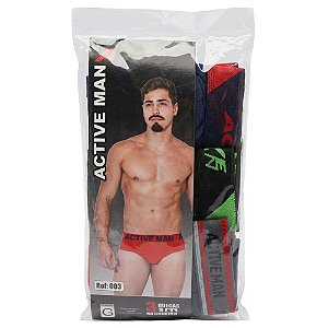 TESTE Kit c/ 3 Cuecas Slip Microfibra Active Man Ref. 003