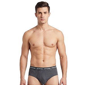 Kit c/ 3 Cuecas Slip Algodão Cores Sortidas com Cós Personalizado Ref 08 Active Man