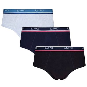 TESTE Kit c/ 3 Cueca Slip Algodão com Elastano Ref.: 524-089 Lupo