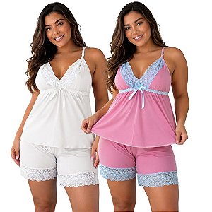 Kit 2 Short Doll Sensual com Detalhes em Renda Cores Sortidas