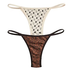 Kit 2 Calcinhas Tanga Ana Tira Elástica Estampa Sortida Poliamida