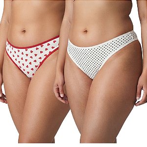 Kit 2 Calcinhas Fio Duplo Plus Size Estampas Sortidas com Detalhe Poliamida