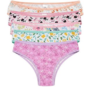 Kit 5 Calcinhas Algodão com Elastano Estampas Sortidas Ref.: 013 Paepper