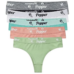Kit 5 Calcinhas Asa-delta Cós com Elastano Algodão Cores Sortidas Ref.: 003 Pepper