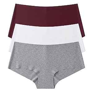 Kit 3 Calcinha Boxer Laser Poliéster com Elastano Cores Sortidas