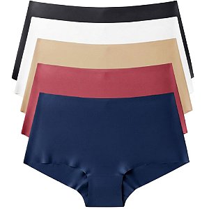 Kit 5 Calcinhas Boxer Laser Poliéster com Elastano Cores Sortidas