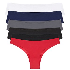 Kit 5 Calcinhas Fio Laser Poliéster com Elastano Cores Sortidas