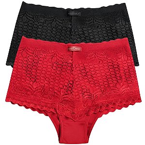 Kit 2 Calcinhas Pala Alta Rendado Poliamida Cores Sortidas Fina Damma
