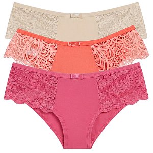 Kit 2 Calcinhas Tanga Renda nas Laterais com Laço Frontal Cores Sortidas