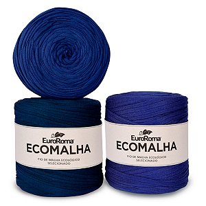 Fio de Malha EuroRoma Ecomalha - Tons de Azul Forte - 140 Metros | Fio Ecológico para Crochê, Tricô e Artesanato