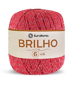 Barbante Brilho Prata N°6 EuroRoma - Cor Vermelho | Versatilidade e Elegância para Crochê, Tricô e Artesanato