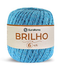 Barbante Brilho Prata N°6 EuroRoma - Cor Azul Piscina