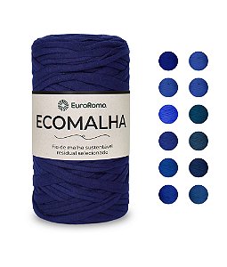 Fio de Malha EuroRoma - Ecomalha 80 Metros - Cor Tons de Azul Forte | Fio Ecológico para Crochê, Tricô e Artesanato