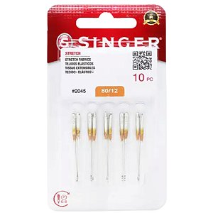 Agulha de Maquina Singer P/costura 2045 especial nº12 Envelope C/10 Unidades - Dourada