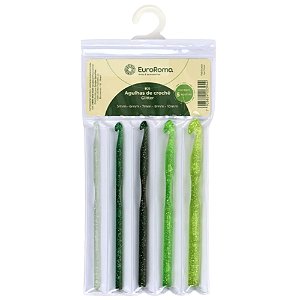 Kit com 5 Agulhas de Crochê em Acrílico com Glitter - EuroRoma