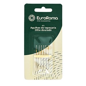Kit Agulhas de Tapeçaria EuroRoma Olho Dourado com 6 Unidades para Crochê, Tricô e Bordado