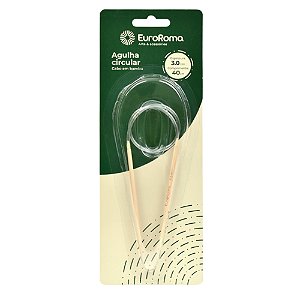 Agulha de Tricô Circular 40cm em Bambu para Tricô Manual