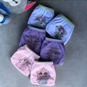 KIT COM  6un - CALCINHA CALEÇON COM TRANÇADOR EM ALGODÃO INFANTIL