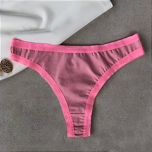 Calcinha Fio Dental Viés Aberto Em Cotton