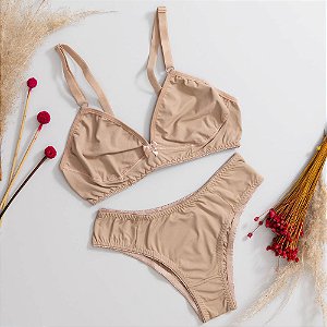 Conjunto Sutiã Meia-Taça Sem Bojo E Calcinha Tanga