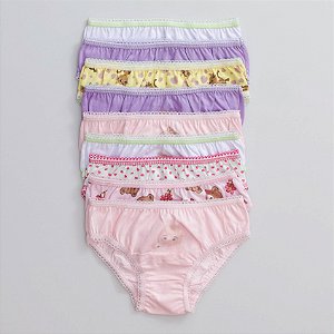 Kit Com 9un - Calcinha Caleçon Com Trançador Em Algodão