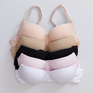 Kit Com 5un - Sutiã Meia-Taça Com Bojo Em Microfibra