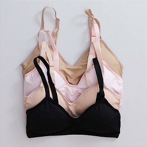 Kit Com 4un - Sutiã Top Com Bojo Removível E Sem Aro Em Microfibra