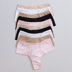 Kit Com 10un - Calcinha Fio Dental Duplo E Lateral Larga Em Microfibra