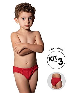 Kit Com 3 Cuecas Infantil Boxer Malha Com Elástico Embutido