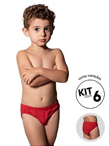 Kit Com 6 Cuecas Infantil Slip Malha Com Elástico Embutido