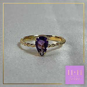 ANEL DE AMETISTA OURO 18K