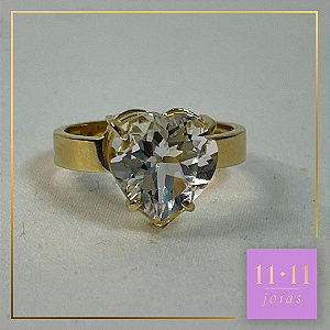 ANEL SHAPE CORAÇÃO TOPÁZIO PRATA 950 COM BANHO DE OURO