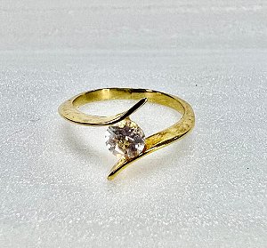 ANEL FLUTUANTE TOPÁZIO INCOLOR PRATA 950 COM BANHO DE OURO