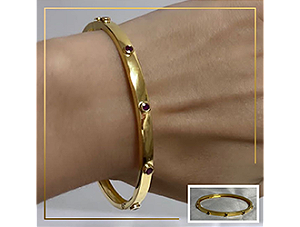 BRACELETE 5 PONTOS DE RUBI PRATA 950 COM BANHO DE OURO