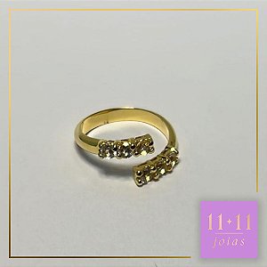 ANEL DIVERSOS TOPÁZIOS INCOLORES PRATA 950 COM BANHO DE OURO