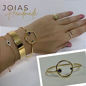 BRACELETE CHARNEIRA COM AMETISTA E CRIOPRASIO