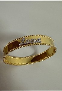 BRACELETE PERSONALIZADO EM RELEVO C/ MAIS DE 50 TOPAZIOS