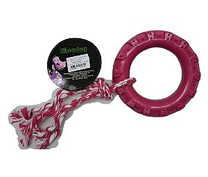 Pneu canino colorido grande com corda