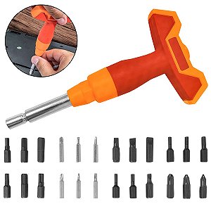 Jogo Chave Torx Profissional Curta 26 Peças Fenda Philips