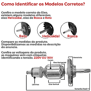 Induzido Rotor para Furadeira da bosch 3388.5 Gsb 13 110V