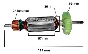 Induzido Para Esmerilhadeira Bosch 1825.0 GWS 14-125 220v